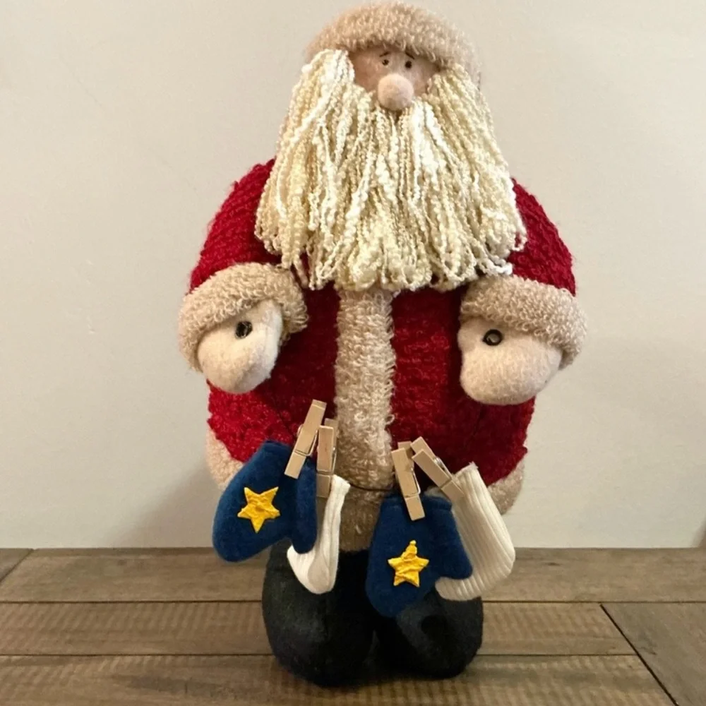 Vintage Santa Claus Figurine Doll 12” Tall Holiday Decor Rustic Folk Art